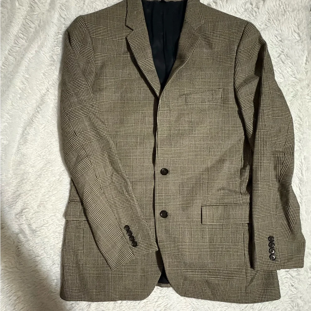J CREW Thompson Brown Plaid Blazer Sport Coat Size 42 L